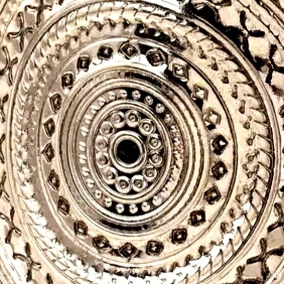 Aztec Inspired Silver Cuff Adjustable Boho Western Theme Substantial Size - Picture 2 of 3